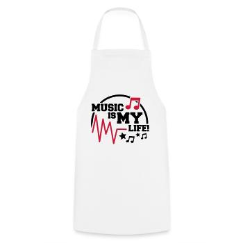 music_is_my_life_design_fa2 - Kochschürze - Weiß - Vorne - AI Model Male 185 dark (185cm)