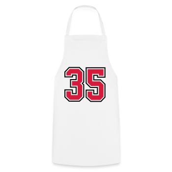 35 sports jersey football number - Kochschürze - Weiß - Vorne - AI Model Male 185 dark (185cm)