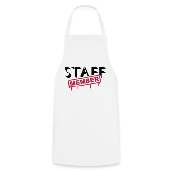 Staff Member Friends Team Staff Crew Logo - Cooking Apron - white - Front - AI Model Male 185 dark (185cm)