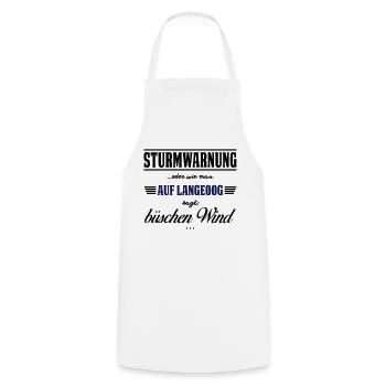 Sturmwarnung Langeoog - büschen Wind - Kochschürze - Weiß - Vorne - AI Model Male 185 dark (185cm)