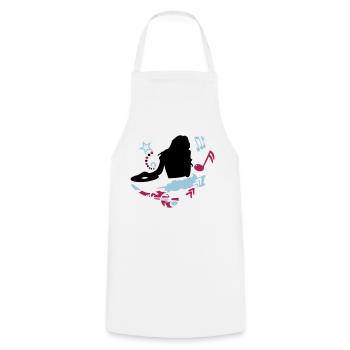 female DJ - Cooking Apron - white - Front - AI Model Male 185 dark (185cm)