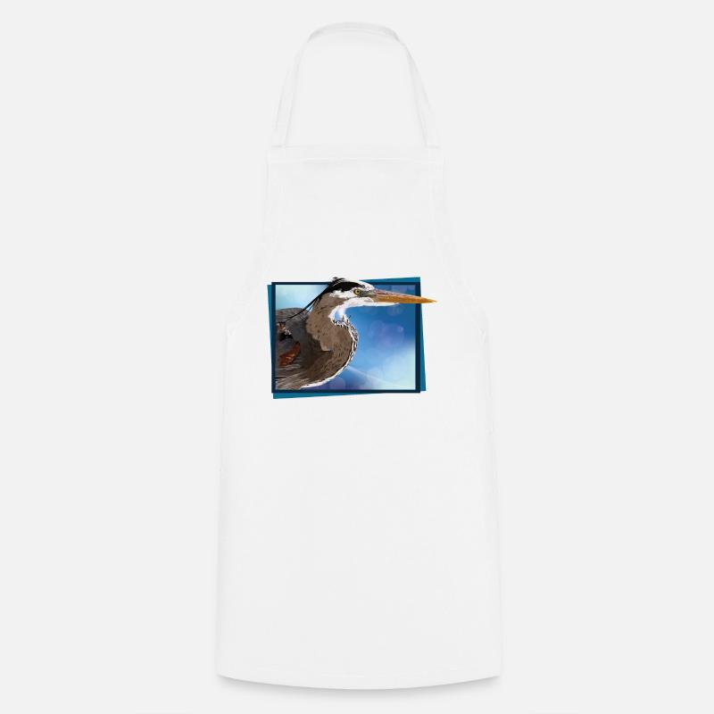 Héron bleu - Tablier de cuisine - blanc