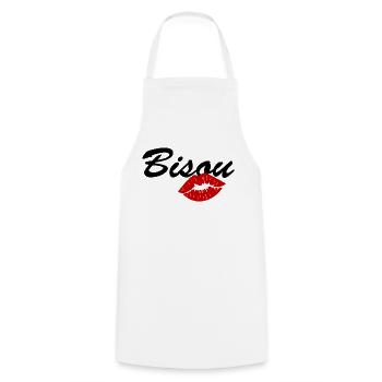 bisou / amour bébé / saint valentin - Tablier de cuisine - blanc - Devant - AI Model Male 185 dark (185cm)