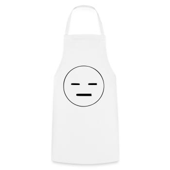 Emoji emotionless sketch black - Cooking Apron - white - Front - AI Model Male 185 dark (185cm)
