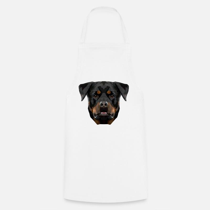 Polyart Rotweiler - Kochschürze - Weiß