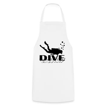 Diving Dive tauchen - Kochschürze - Weiß - Vorne - AI Model Male 185 dark (185cm)