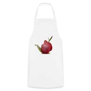 Rote Rose - Kochschürze - Weiß - Vorne - AI Model Male 185 dark (185cm)