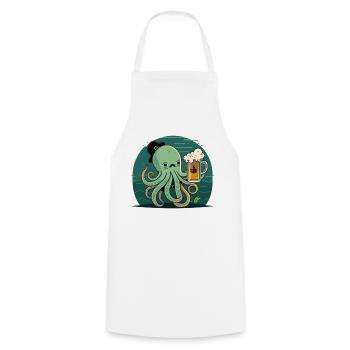 Funny sailor octopus with beer - Cooking Apron - white - Front - AI Model Male 185 dark (185cm)