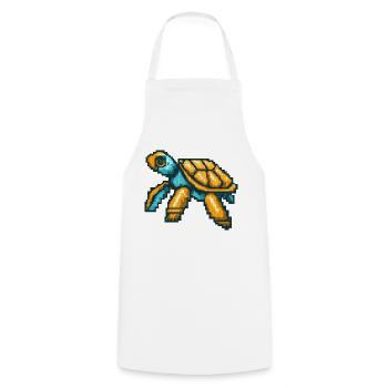 Pixel turtle in nostalgic 8 bit style - Cooking Apron - white - Front - AI Model Male 185 dark (185cm)