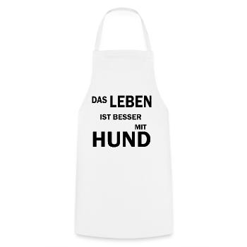 Hund Dog - Kochschürze - Weiß - Vorne - AI Model Male 185 dark (185cm)