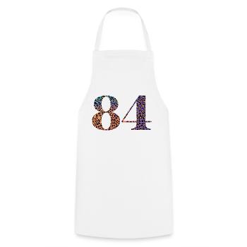 84e anniversaire léopard - Tablier de cuisine - blanc - Devant - AI Model Male 185 dark (185cm)