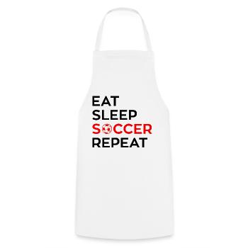 EAT - SLEEP - SOCCER - Repeat - Kochschürze - Weiß - Vorne - AI Model Male 185 dark (185cm)