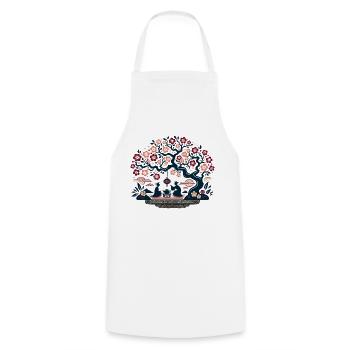 Cherry Blossom Inspired by Chinese Art - Cooking Apron - white - Front - AI Model Male 185 dark (185cm)