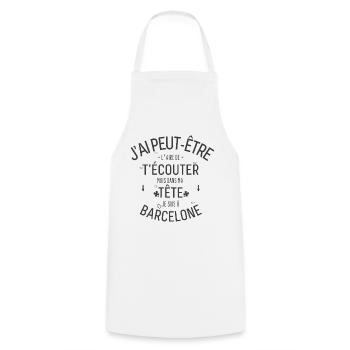 Dans ma Tête je suis à Barcelone - Tablier de cuisine - blanc - Devant - AI Model Male 185 dark (185cm)