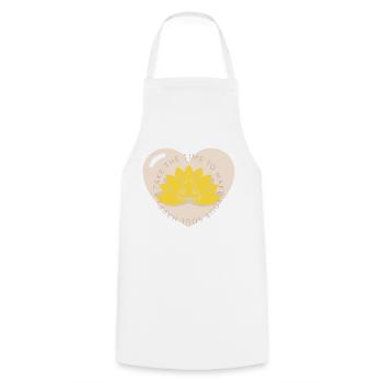 Yoga Lotus Flower - Cooking Apron - white - Front - AI Model Male 185 dark (185cm)