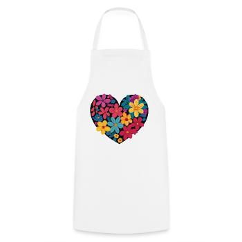 Amour - Fleurs - Cœur - Tablier de cuisine - blanc - Devant - AI Model Male 185 dark (185cm)