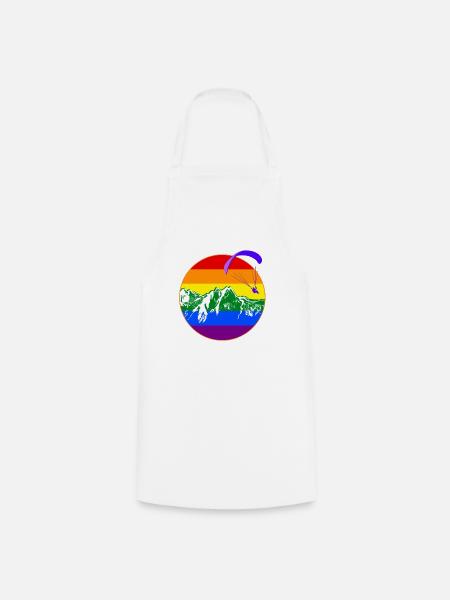 pride flag paraglider Gleitschirm Regenbogen - Kochschürze - Weiß