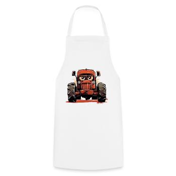Tracteur énervé n°2 - Tablier de cuisine - blanc - Devant - AI Model Male 185 dark (185cm)