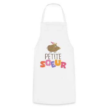petite soeur cadeau famille chasseur sanglier - Tablier de cuisine - blanc - Devant - AI Model Male 185 dark (185cm)