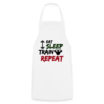 eat sleep train repeat - Cooking Apron - white - Front - AI Model Male 185 dark (185cm)