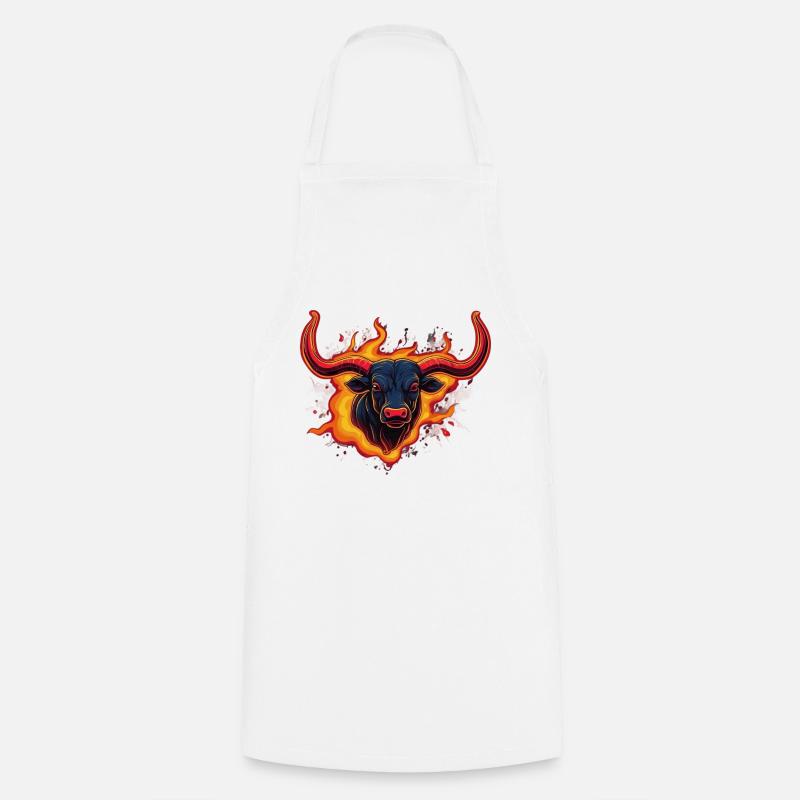 Fiery Bull” - Kochschürze - Weiß