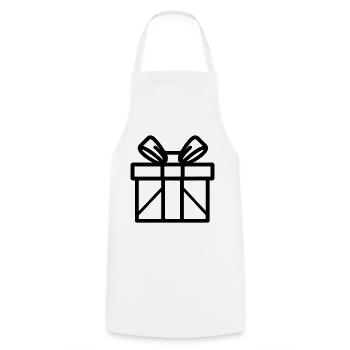 Kleine Geschenkbox - Kochschürze - Weiß - Vorne - AI Model Male 185 dark (185cm)