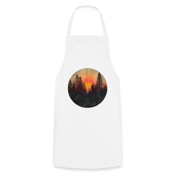 Sunset Forest Silhouette Extérieur Rétro Années 80 Vibe 3 - Tablier de cuisine - blanc - Devant - AI Model Male 185 dark (185cm)