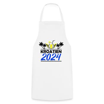 Croatia 2024 - Cooking Apron - white - Front - AI Model Male 185 dark (185cm)