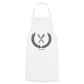 Cutlery Coat of Arms - Cooking Apron - white - Front - AI Model Male 185 dark (185cm)