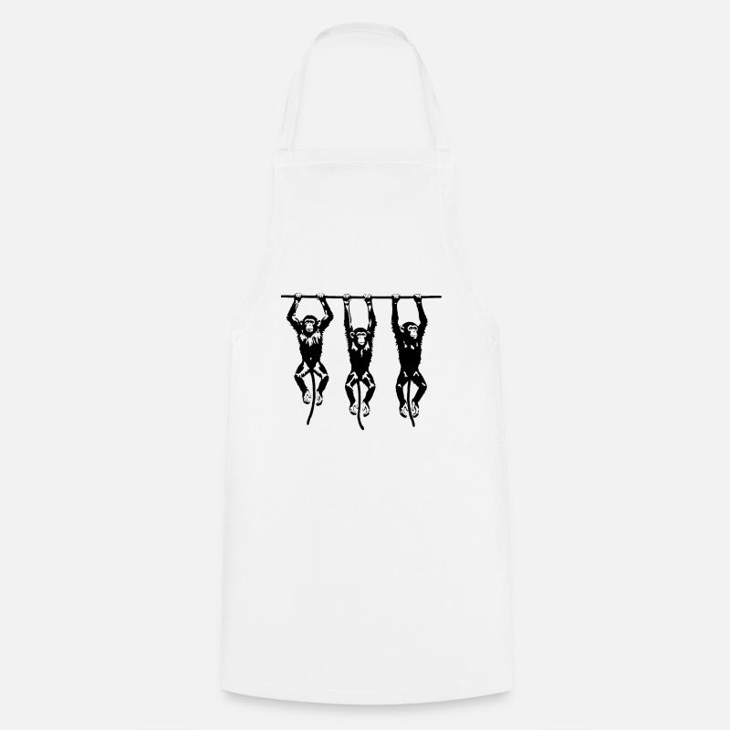 3 Hanging Monkeys - Cooking Apron - white