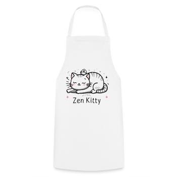 Zen kitty - Cooking Apron - white - Front - AI Model Male 185 dark (185cm)