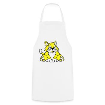 chat assis mignon heureux gros chaton - Tablier de cuisine - blanc - Devant - AI Model Male 185 dark (185cm)