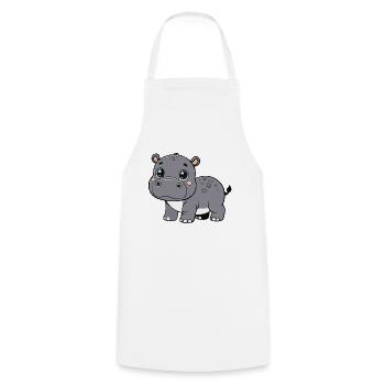 Hippopotamus child - Cooking Apron - white - Front - AI Model Male 185 dark (185cm)