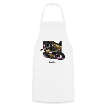 Star (gold) // Illustration - Cooking Apron - white - Front - AI Model Male 185 dark (185cm)