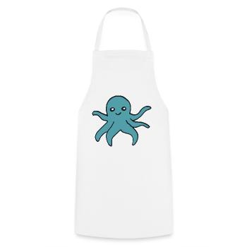 Pieuvre turquoise - Tablier de cuisine - blanc - Devant - AI Model Male 185 dark (185cm)