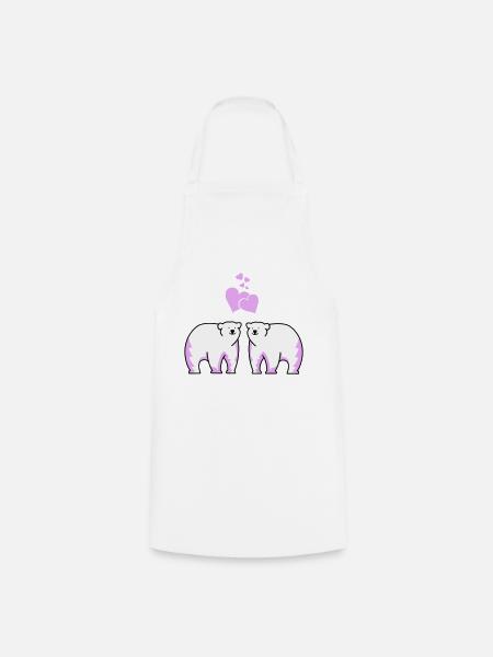 Ours polaires amoureux - Tablier de cuisine - blanc