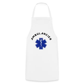 ambulancier logo - Tablier de cuisine - blanc - Devant - AI Model Male 185 dark (185cm)
