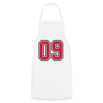 09 sports jersey football number - Kochschürze - Weiß - Vorne - AI Model Male 185 dark (185cm)
