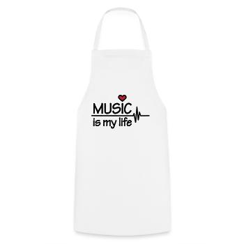 Music is my life - Kochschürze - Weiß - Vorne - AI Model Male 185 dark (185cm)