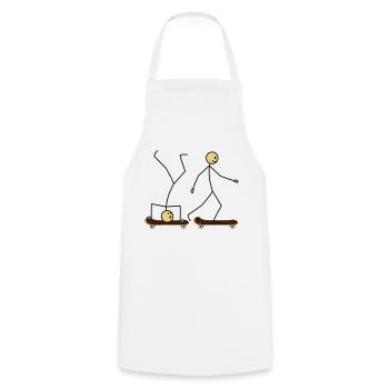 Skateboard Fun - Kochschürze - Weiß - Vorne - AI Model Male 185 dark (185cm)