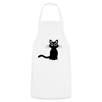 Mignon chat noir - Tablier de cuisine - blanc - Devant - AI Model Male 185 dark (185cm)