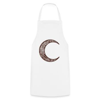 Tatouage au henné marron Croissant de lune - Tablier de cuisine - blanc - Devant - AI Model Male 185 dark (185cm)