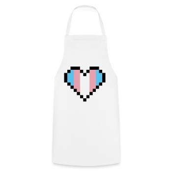 Fierté transgenre Pixel Art Cœur - Tablier de cuisine - blanc - Devant - AI Model Male 185 dark (185cm)
