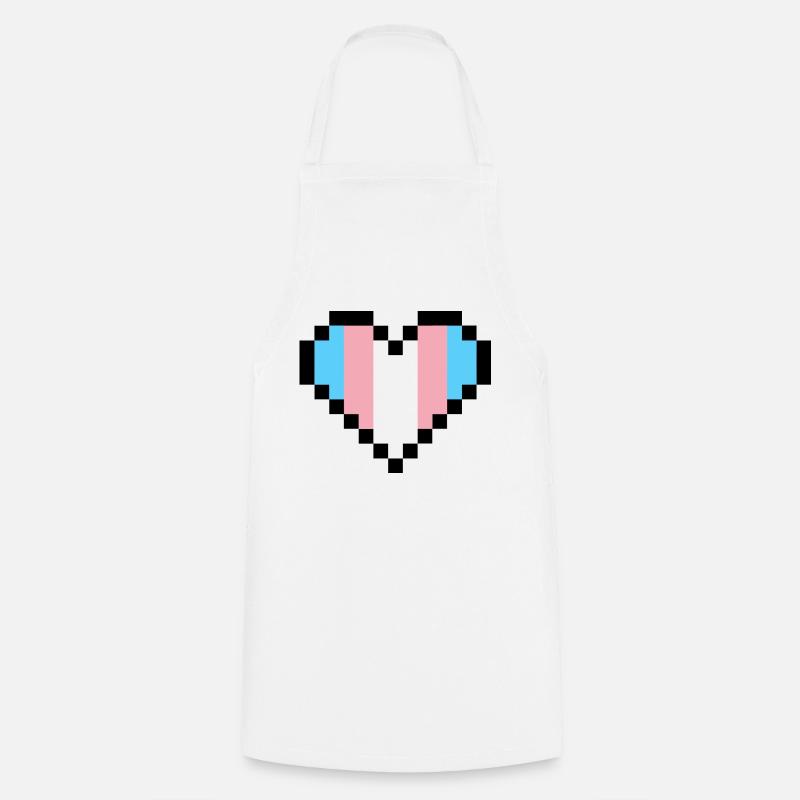 Transgender Pride Pixel Art Heart - Cooking Apron - white