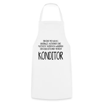 Konditor – ein Alleskönner, Genie, Multitalent - Kochschürze - Weiß - Vorne - AI Model Male 185 dark (185cm)