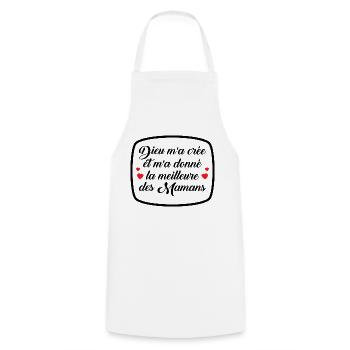 Dieu m'a crée etm'a donné la meilleure des mamans - Tablier de cuisine - blanc - Devant - AI Model Male 185 dark (185cm)