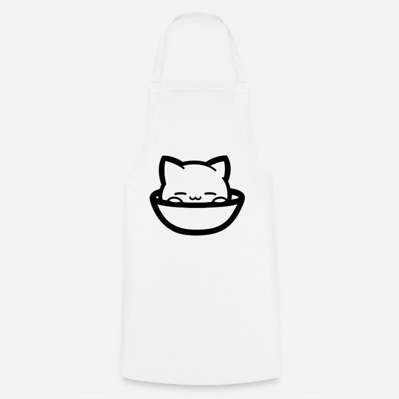 Cozy cat in bowl - Cooking Apron - white