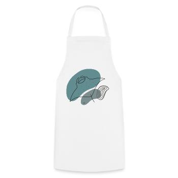 "Manta", Boho Line Art Design, Series "Ocean" - Cooking Apron - white - Front - AI Model Male 185 dark (185cm)