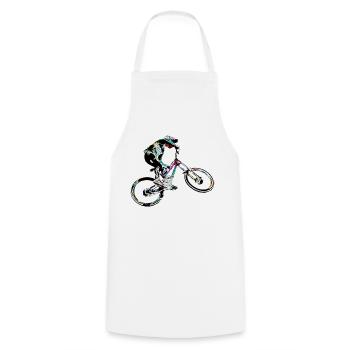 mtb vtt descente - Tablier de cuisine - blanc - Devant - AI Model Male 185 dark (185cm)
