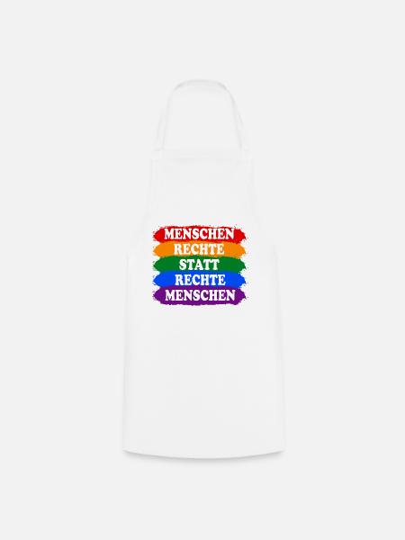 Menschenrechte statt rechte Menschen Regenbogen - Kochschürze - Weiß